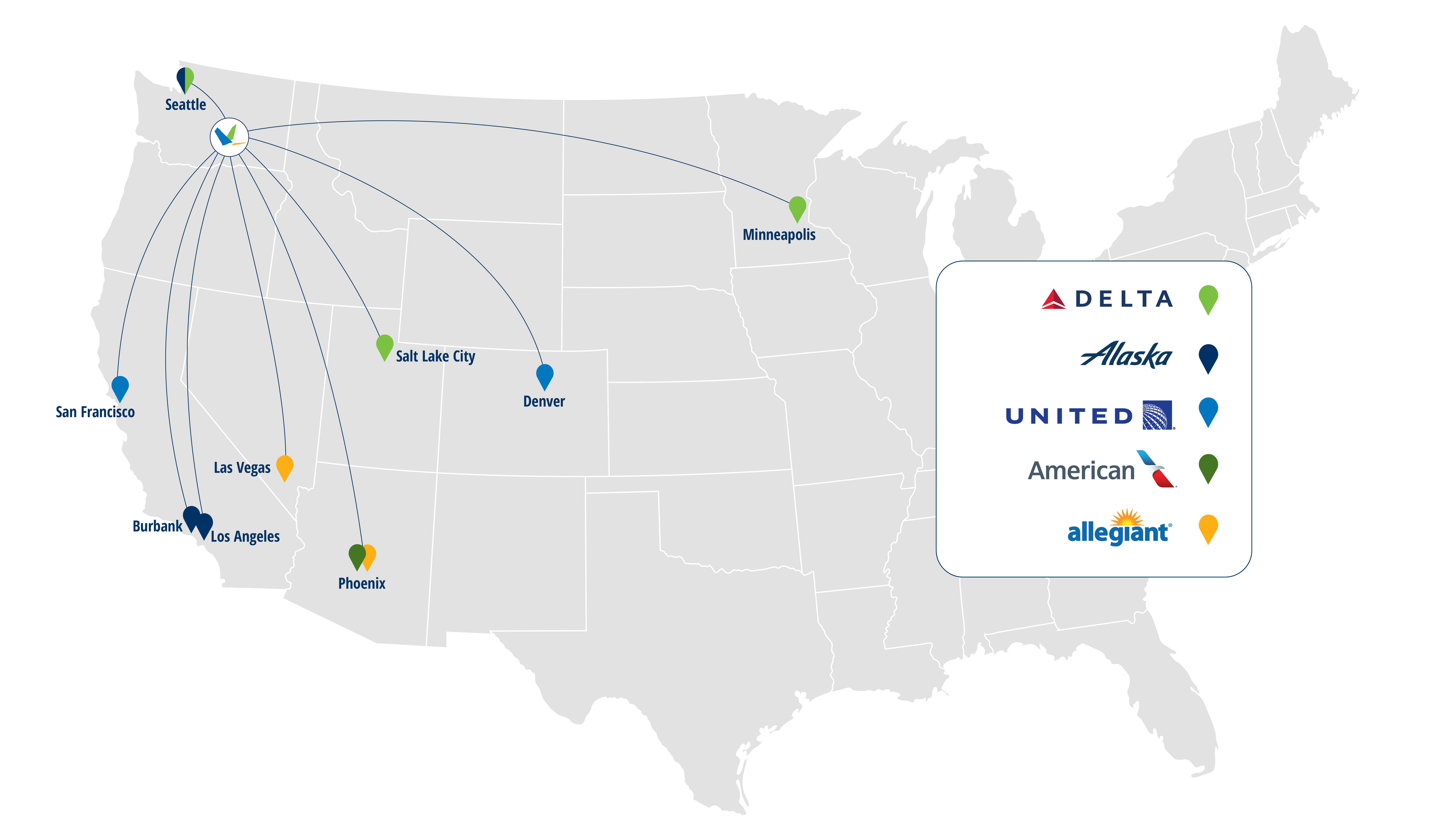 PSC nonstop destinations map